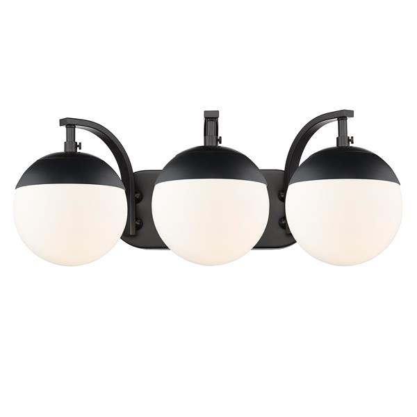 Golden Lighting Dixon 3-Light Vanity Light with Glass - Black