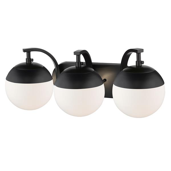 Golden Lighting Dixon 3-Light Vanity Light with Glass - Black