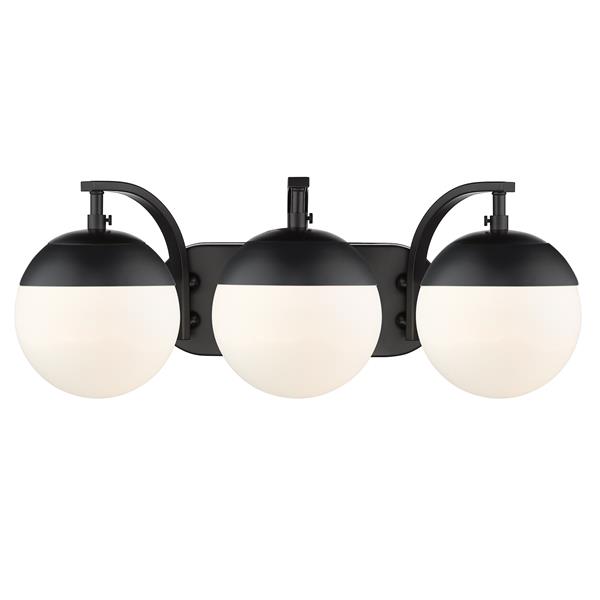 Golden Lighting Dixon 3-Light Vanity Light with Glass - Black