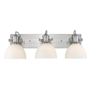 Golden Lighting Hines 3-Light Bath Vanity Light with Glass - Pewter