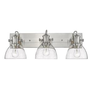 Golden Lighting Hines 3-Light Bath Vanity Light with Glass - Pewter