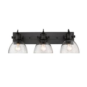 Golden Lighting Hines 3-Light Bath Vanity Light with Glass - Black