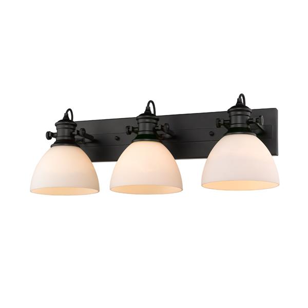 Golden Lighting Hines 3-Light Bath Vanity Light with Glass - Black