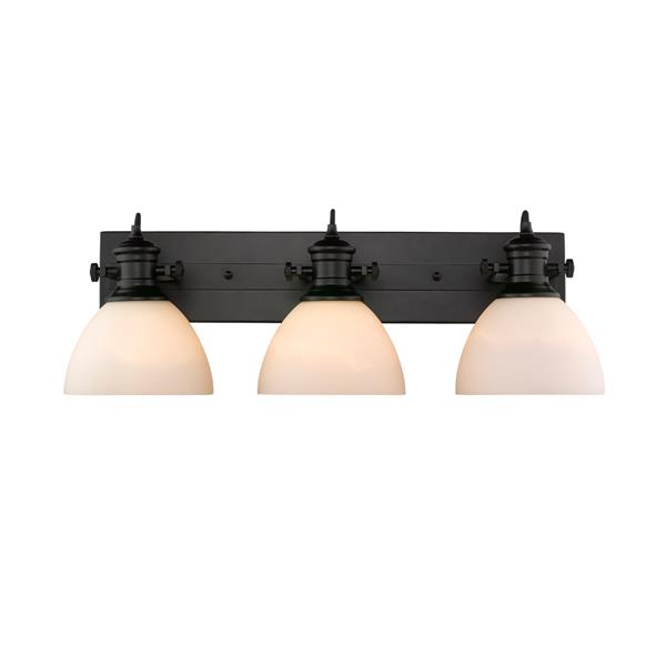 Golden Lighting Hines 3-Light Bath Vanity Light with Glass - Black