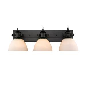 Golden Lighting Hines 3-Light Bath Vanity Light with Glass - Black