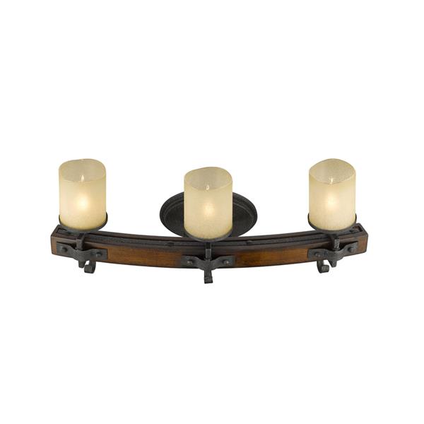 Golden Lighting Madera 3-Light Bath Vanity Light with Glass - Black Iron