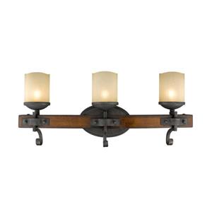 Golden Lighting Madera 3-Light Bath Vanity Light with Glass - Black Iron