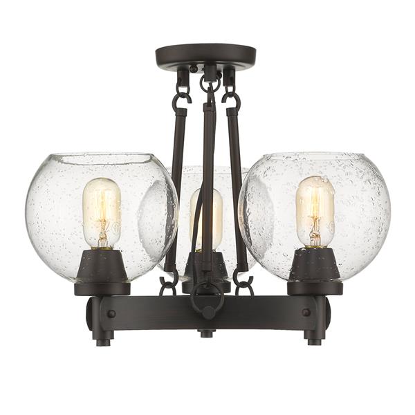 Golden Lighting Galveston Semi-Flush Light with Glass - Bronze