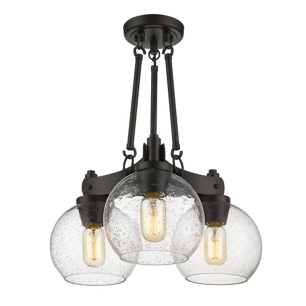 Golden Lighting Galveston Semi-Flush Light with Glass - Bronze