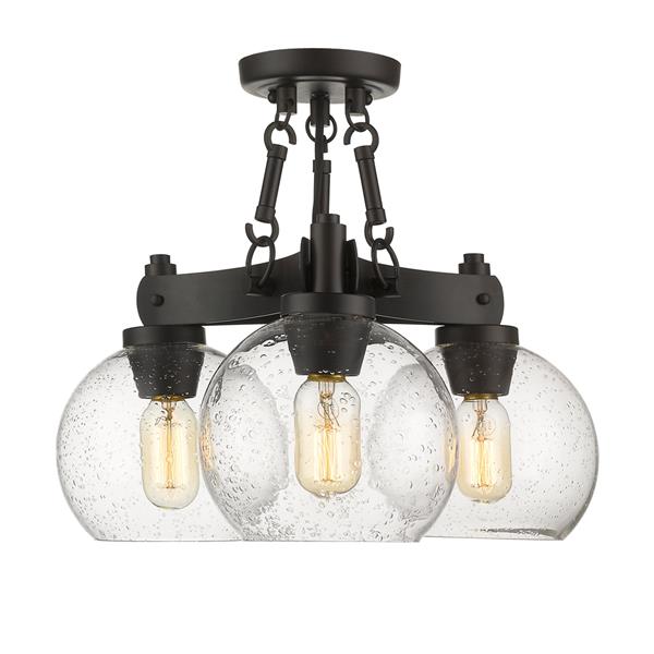 Golden Lighting Galveston Semi-Flush Light with Glass - Bronze