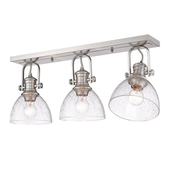 Golden Lighting Hines 3-Light Semi-Flush Light with Glass - Pewter