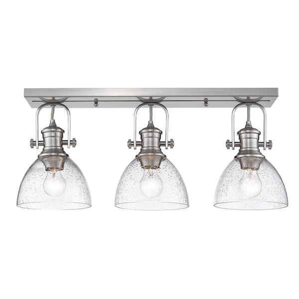 Golden Lighting Hines 3-Light Semi-Flush Light with Glass - Pewter