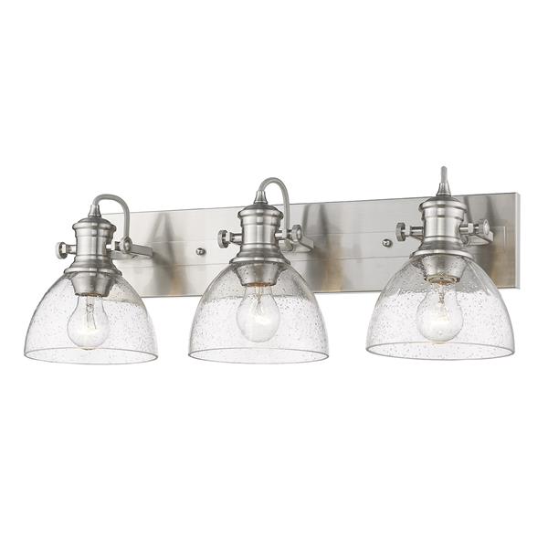 Golden Lighting Hines 3-Light Semi-Flush Light with Glass - Pewter