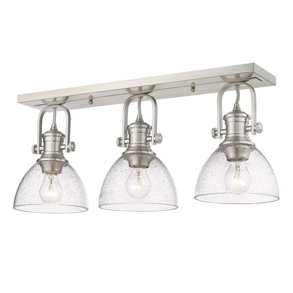 Golden Lighting Hines 3-Light Semi-Flush Light with Glass - Pewter