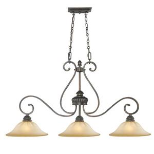 Golden Lighting Mayfair 3-Light Linear Pendant Light - Leather Crackle