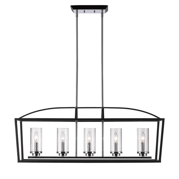 Golden Lighting Mercer 5-Light Linear Pendant Light - Black