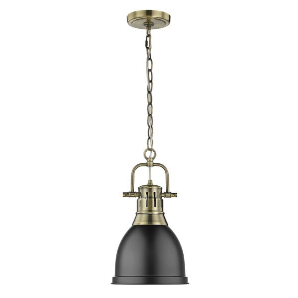 Golden Lighting Duncan Pendant Light with Chain and Shade - Aged Brass