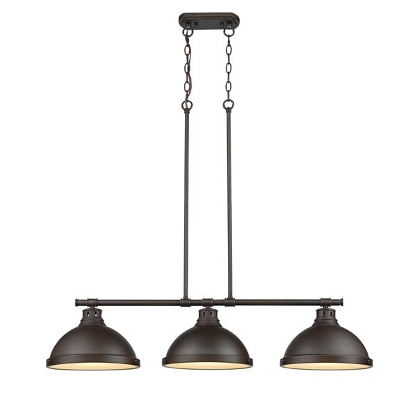 Golden Lighting Duncan 3-Light Linear Pendant Light with Chain - Bronze