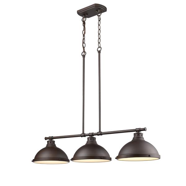 Golden Lighting Duncan 3-Light Linear Pendant Light with Chain - Bronze