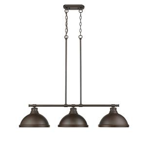 Golden Lighting Duncan 3-Light Linear Pendant Light with Chain - Bronze