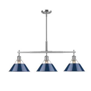 Golden Lighting Orwell Linear Pendant Light with Shade - Pewter