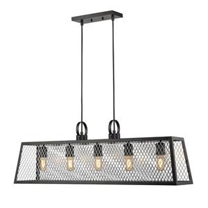 Golden Lighting Abbott Linear Pendant Light with Panels - Black