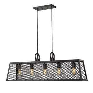 Golden Lighting Abbott Linear Pendant Light with Panels - Black