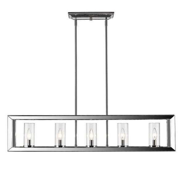 Golden Lighting Smyth 5-Light Linear Pendant Light - Chrome