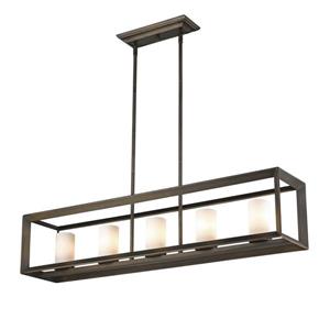 Golden Lighting Smyth 5-Light Linear Pendant Light - Gunmetal Bronze