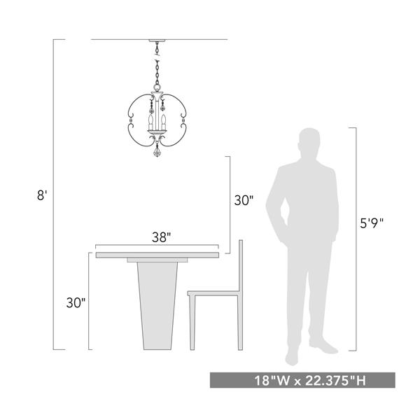 Golden Lighting Ella 3-Light Pendant Light - White Gold