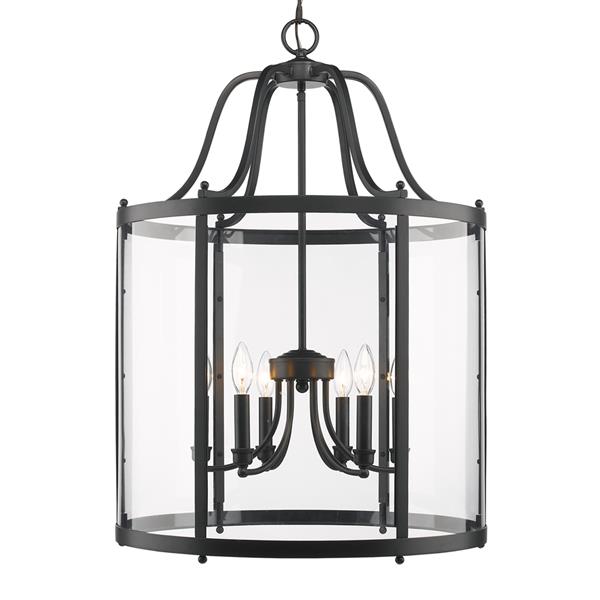 Golden Lighting Payton 6-Light Pendant Light with Clear Glass - Black