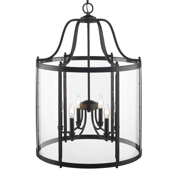 Golden Lighting Payton 6-Light Pendant Light with Clear Glass - Black