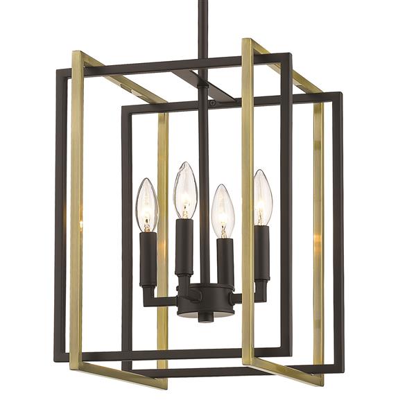 Golden Lighting Tribeca 4-Light Chandelier - Black/Aged Brass