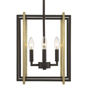 Golden Lighting Tribeca 4-Light Chandelier - Black/Aged Brass