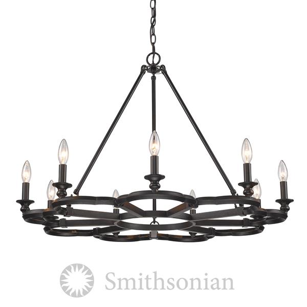 Golden Lighting Smithsonian Saxon 9-Light Chandelier - Aged Bronze