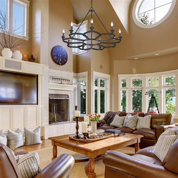 Golden Lighting Smithsonian Saxon 9-Light Chandelier - Aged Bronze