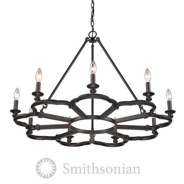 Golden Lighting Smithsonian Saxon 9-Light Chandelier - Aged Bronze