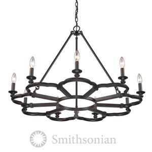 Golden Lighting Smithsonian Saxon 9-Light Chandelier - Aged Bronze