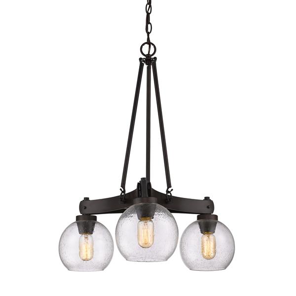 Golden Lighting Galveston 3-Light Chandelier with Glass - Bronze