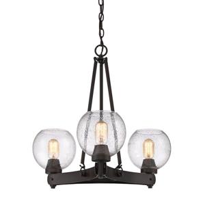 Golden Lighting Galveston 3-Light Chandelier with Glass - Bronze