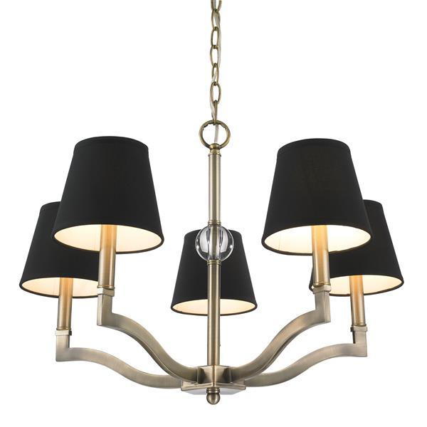 Golden Lighting Waverly 5-Light Chandelier with Tuxedo Shade - Aged Brass