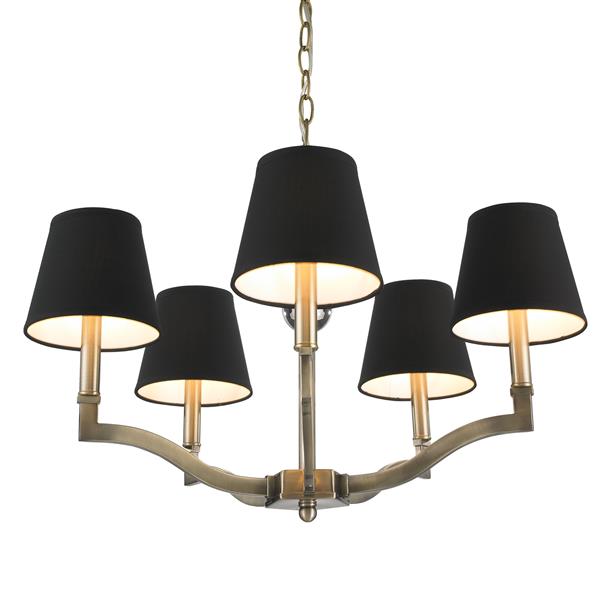 Golden Lighting Waverly 5-Light Chandelier with Tuxedo Shade - Aged Brass