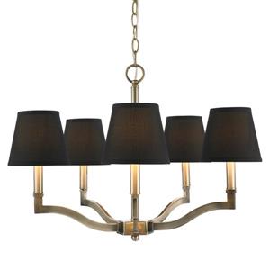 Golden Lighting Waverly 5-Light Chandelier with Tuxedo Shade - Aged Brass