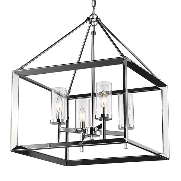 Golden Lighting Smyth 4-Light Chandelier With Clear Glass - Chrome