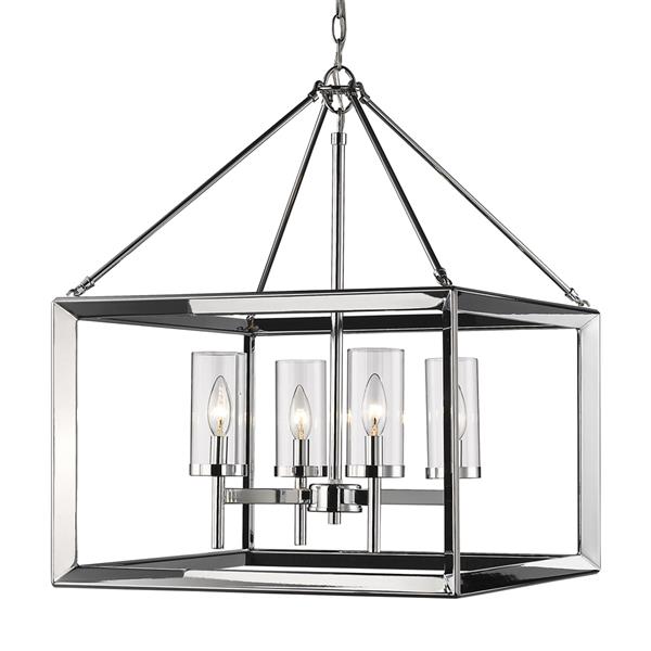 Golden Lighting Smyth 4-Light Chandelier With Clear Glass - Chrome
