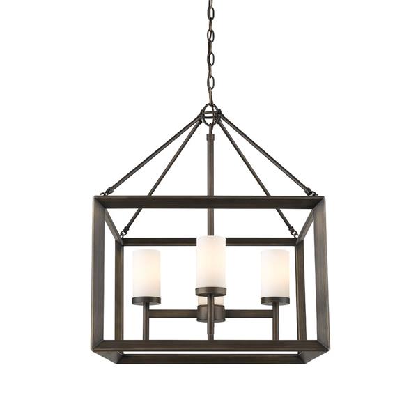 Golden Lighting Smyth 4-Light Chandelier with Glass - Gunmetal Bronze