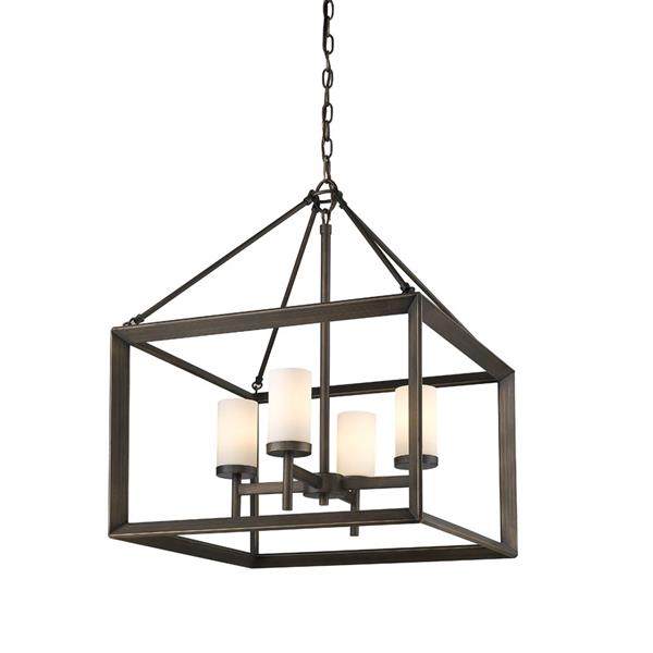 Golden Lighting Smyth 4Light Chandelier with Glass Gunmetal Bronze