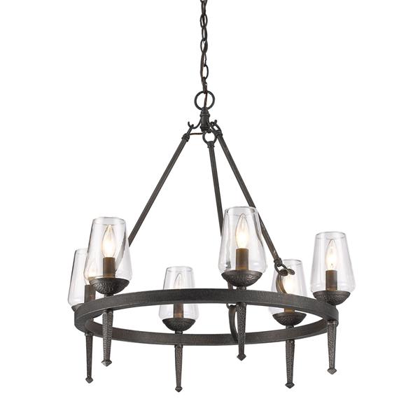 Golden Lighting Marcellis 6-Light Chandelier with Glass - Dark Iron