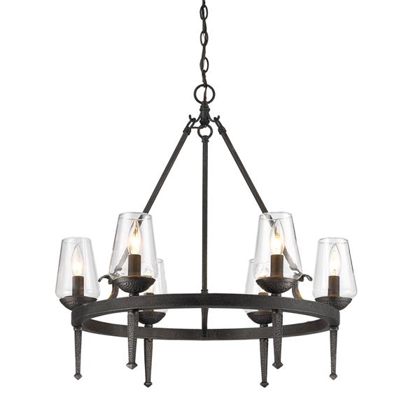 Golden Lighting Marcellis 6-Light Chandelier with Glass - Dark Iron