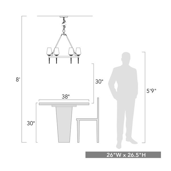 Golden Lighting Marcellis 6-Light Chandelier with Glass - Dark Iron
